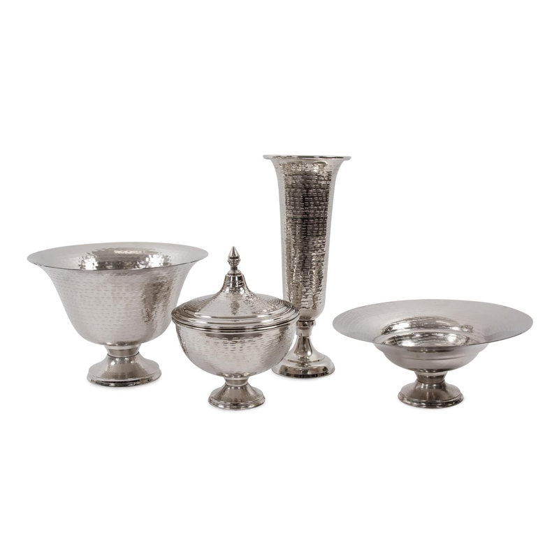 Torvi Handmade Aluminum Table Vase, Silver, 20" H x 8" W x 8" D