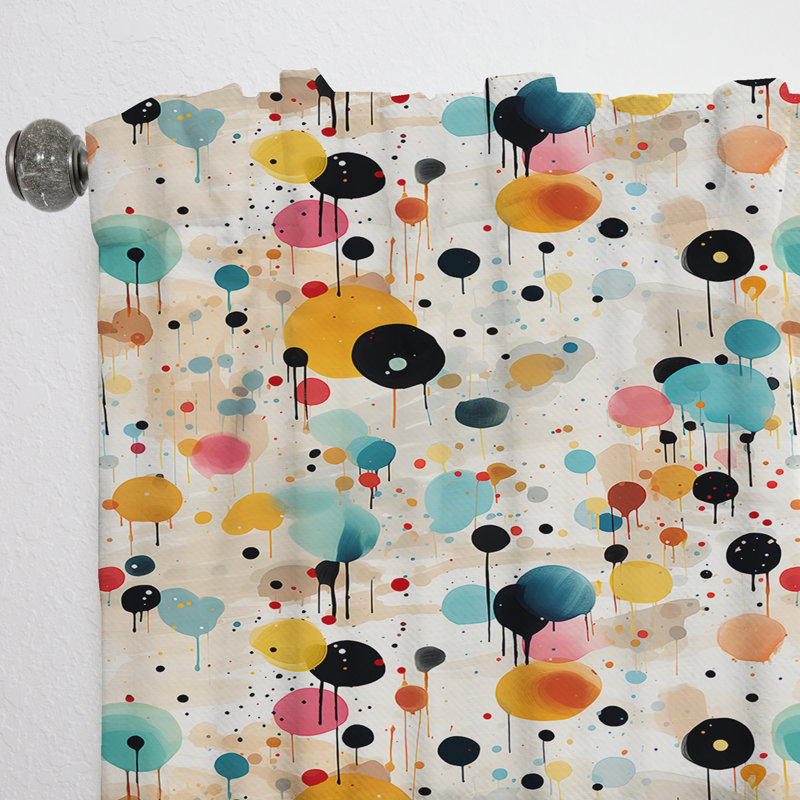 Motif de pois multicolores Dance II - rideau abstrait - rideau obscurcissant - 1 panneau, L 52 po x L 84 po