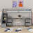 Loft Bed Frame With Built-In Desk And Double Storage Drawers-1158976905