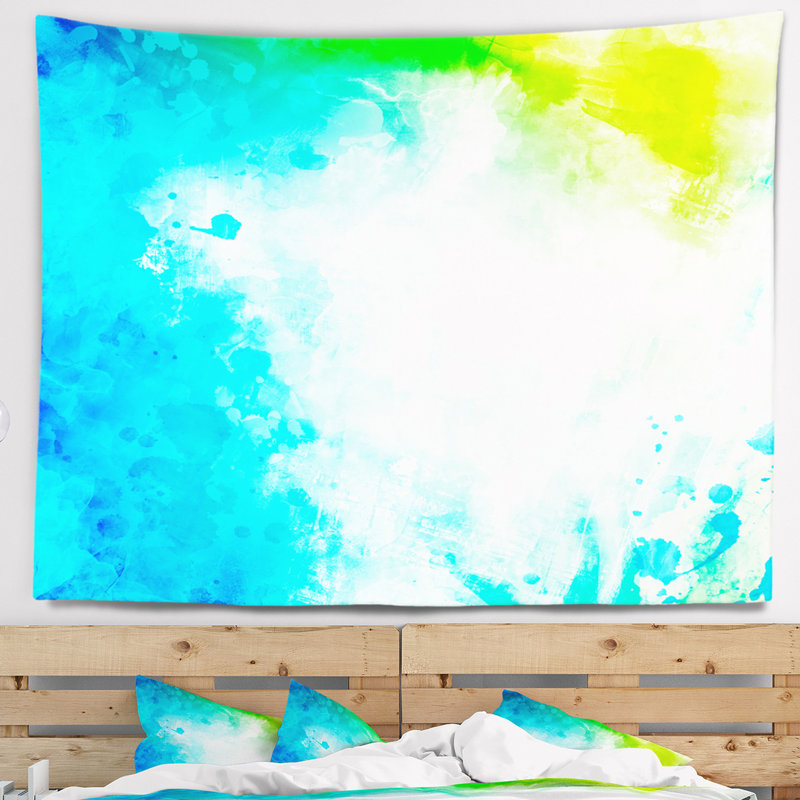 Tapisserie d'art aquarelle abstraite, H 32 po x l 39 po