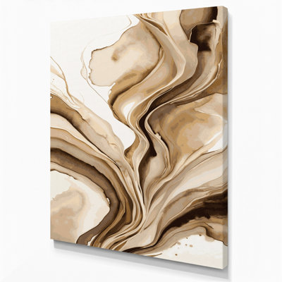 Aquarelle abstraite 48, art mural sur toile beige