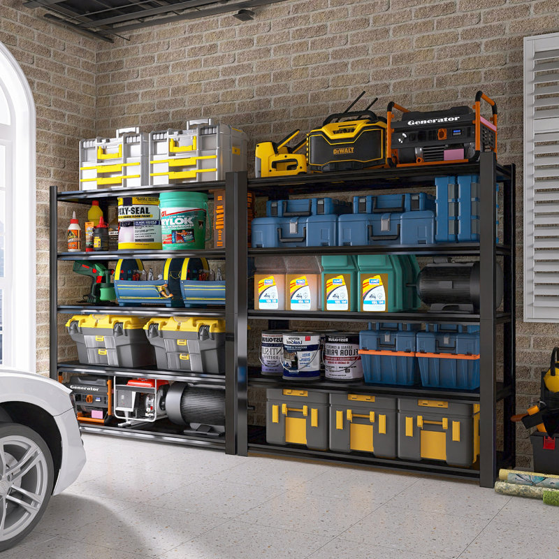 Tablettes de rangement en acier de 83,86 po, support réglable robuste à 5 couches, étagère de garage imperméable et résistante à l’humidité pour le rangement de garde-manger industriel