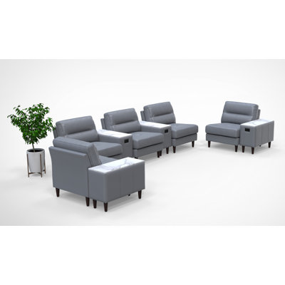 5 Person Hospitality Booth Cafeteria Cafe Restaurant Chair Set 9Pc Set Colour Grey 100% Real Leather
