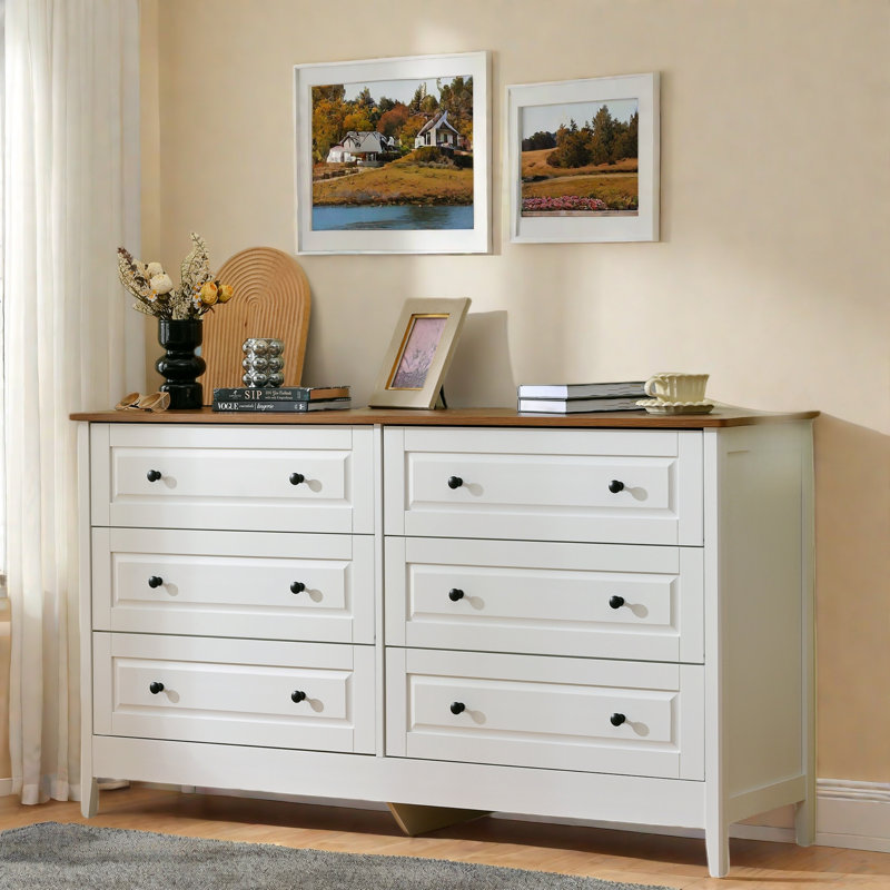 Commode avec 6 tiroirs et poignées en métal