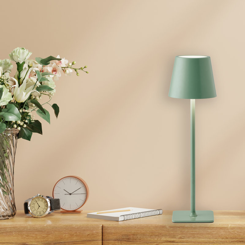 Mikasa Aline Metal LED Rechargeable Lamp, Sage, 15 Inch