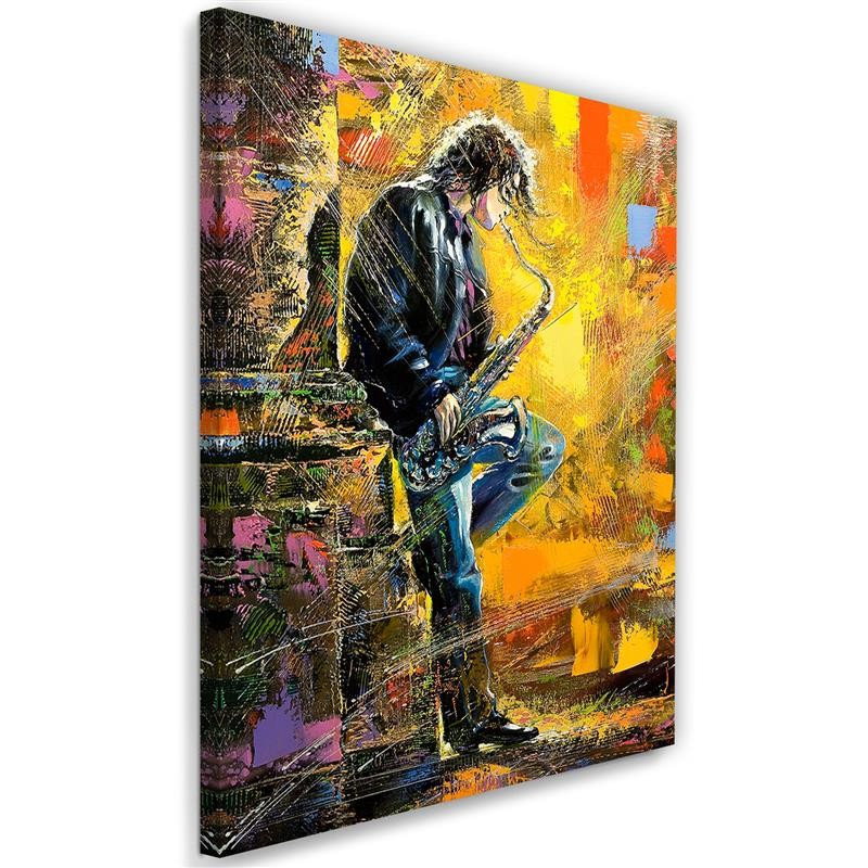Musician With Saxophone - Wrapped Canvas Print, 90cm H x 60cm W