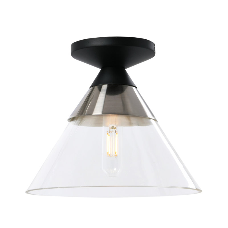 Plafonnier encastré en verre Cvetank, Noir mat / nickel brossé