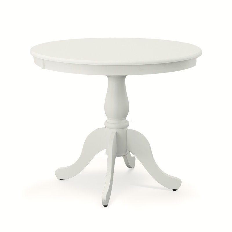 Classic White 36-Inch Round Dining Table with Space-Saving Pedestal Base, Pure White, 30" H x 36" W x 36" L