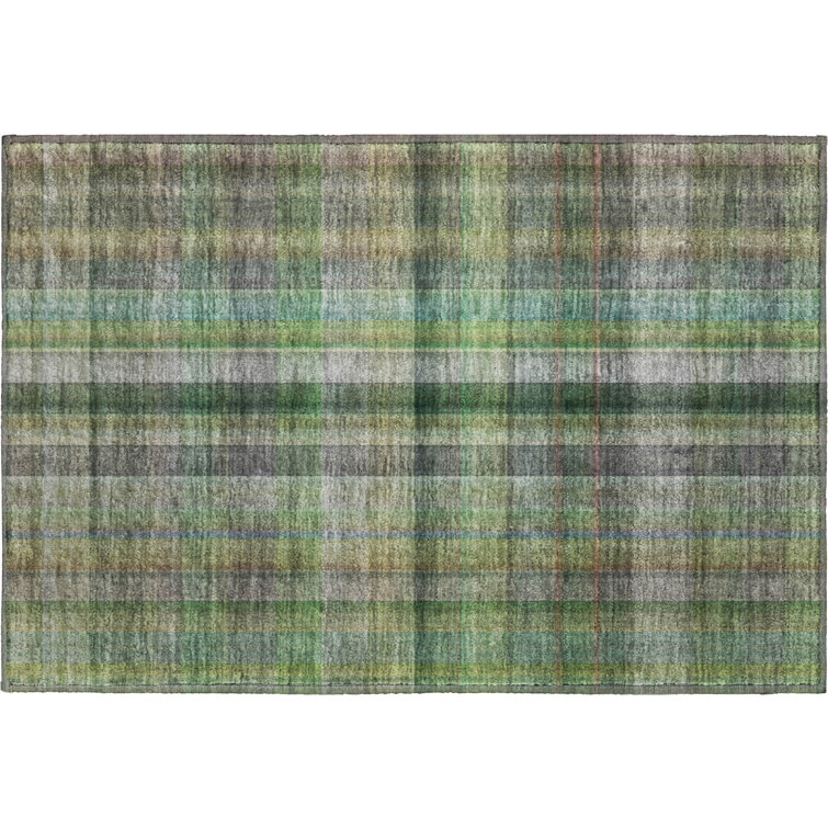 Premium Machine Washable Cerrito AMF548 Green Rug