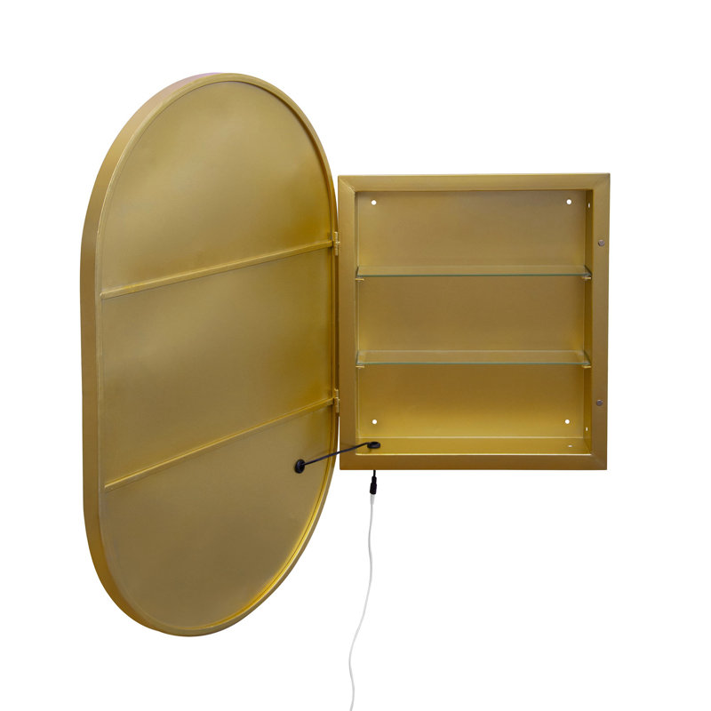 Armoire à pharmacie ovale avec miroir et armoire de rangement murale