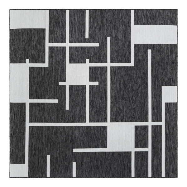 Unique Loom Black/White Indoor/Outdoor Rug | Wayfair