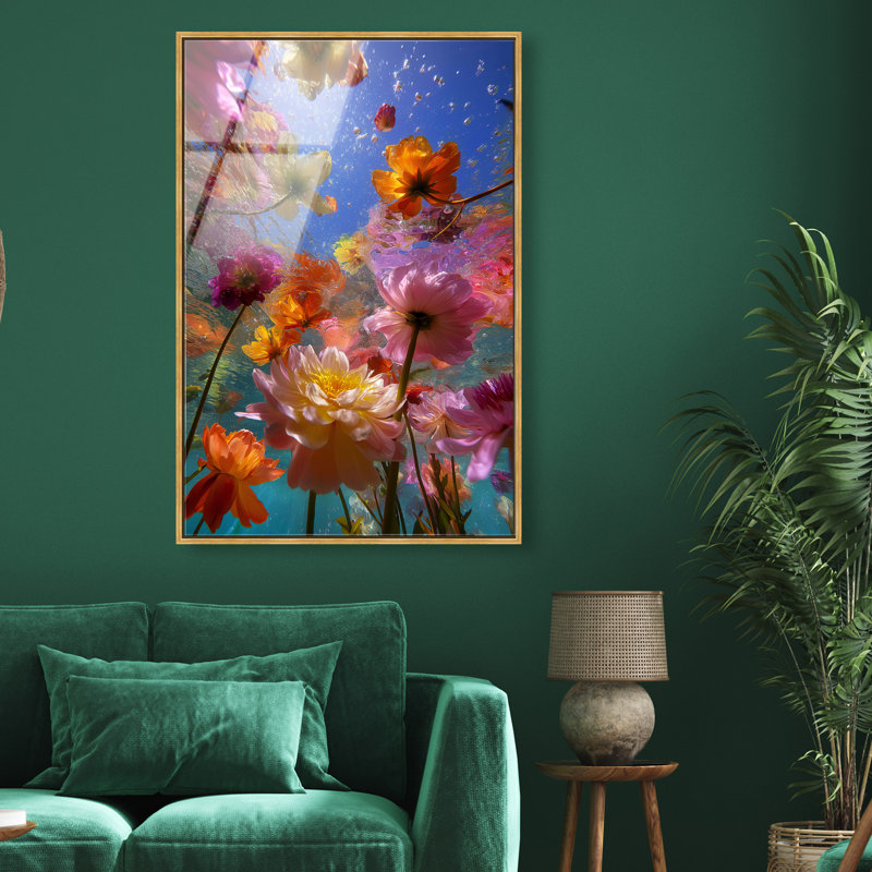 Liquid Bloom II Print, 46"H x 31"W, Gold Floater Frame