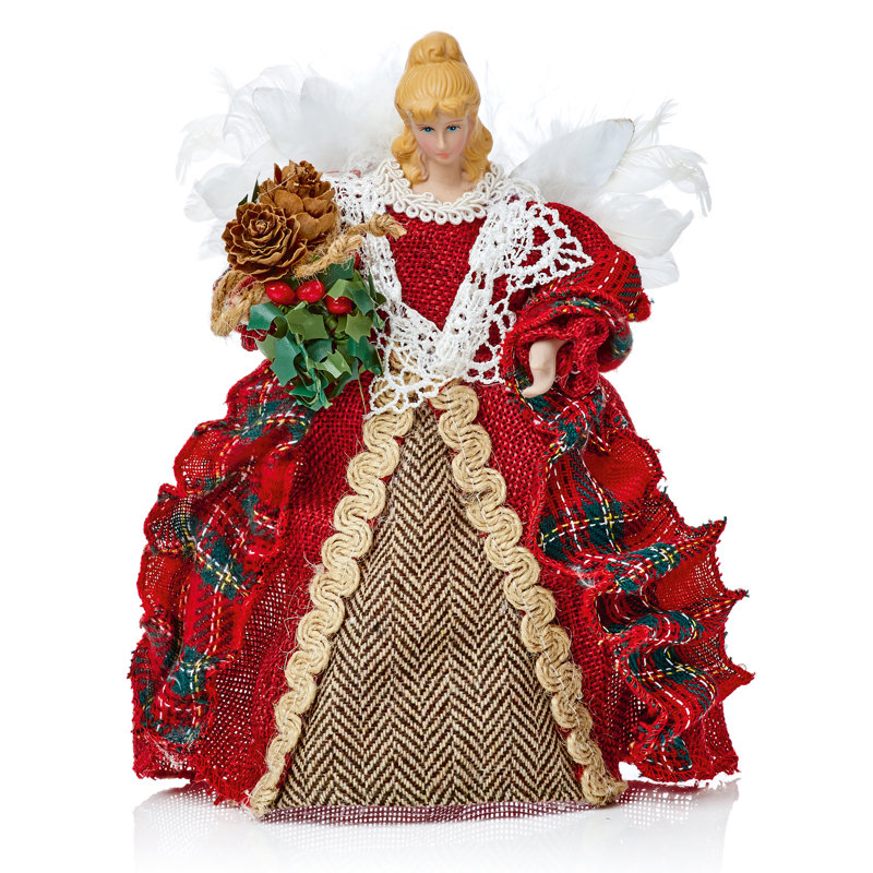 20cm Plaid Angels Tree Topper