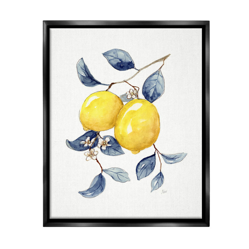 "Minimal Lemon Fruits" par Nan sur toile, Cadre flottant noir de jais, H 21 po x l 17 po