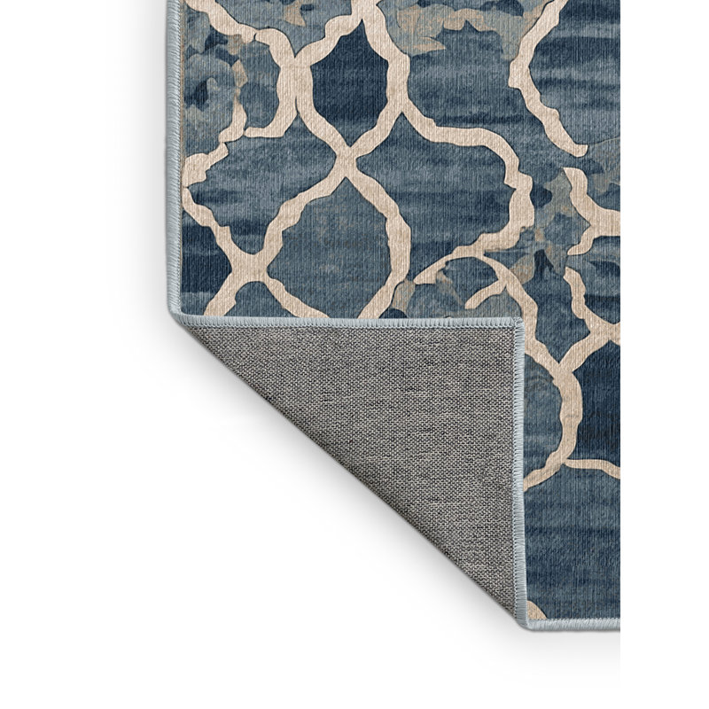 Machine Washable Blue Area Rug, Square 3'