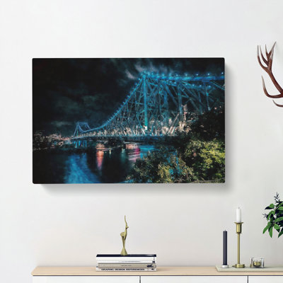 Story Bridge In Brisbane Australia - Wrapped Canvas Print