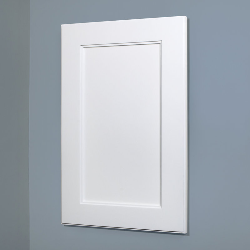 Recessed Framed 1 Door Medicine Cabinet with 2 Adjustable Shelves, 24" H x 14" W x 3.75" D, White