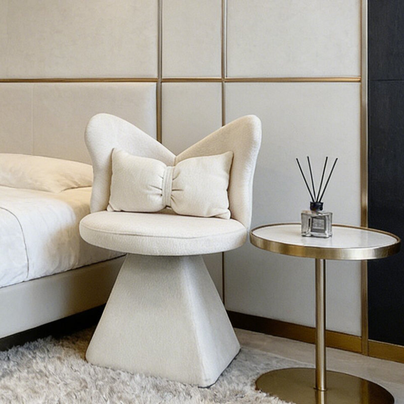 Chaise d'appoint de style moderne avec dossier papillon, pour chambre à coucher, salon, salle à manger, bureau, Blanc