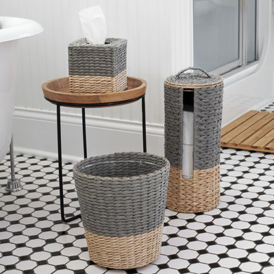 Cattail & Paper Woven Bath Set in Natural Gray