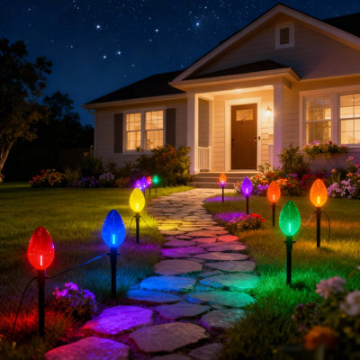 23ft Large C9 LED String Lights – Colorful Pathway & Hanging Outdoor Lights