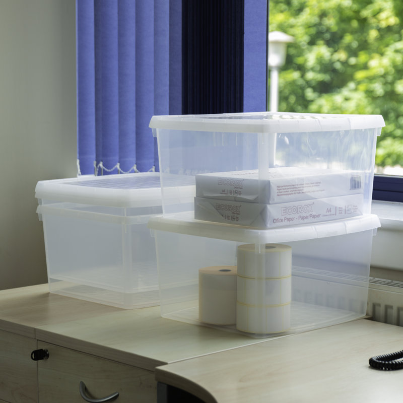Wham Clip Square Plastic Storage Boxes with Secure Clip Lock Lids Clear/Clear/Clear