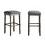 Ensemble de 2 tabourets de bar gris bois - Chic rustique, garniture cloutée bronze, bois massif, l 16 po x P 28 po H 28,87 po, mobilier de maison chic, siège rembourré, finition gris délavé, structure, forme rectangulaire