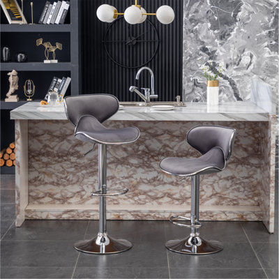 Tabouret de bar réglable en velours, ensemble de 2