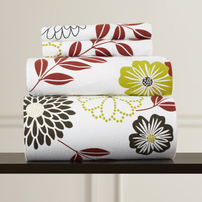 Floral Flannel Floral Sheet Set