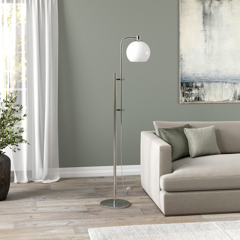 Jullianna 68'' Task Floor Lamp, Polished Nickel, White