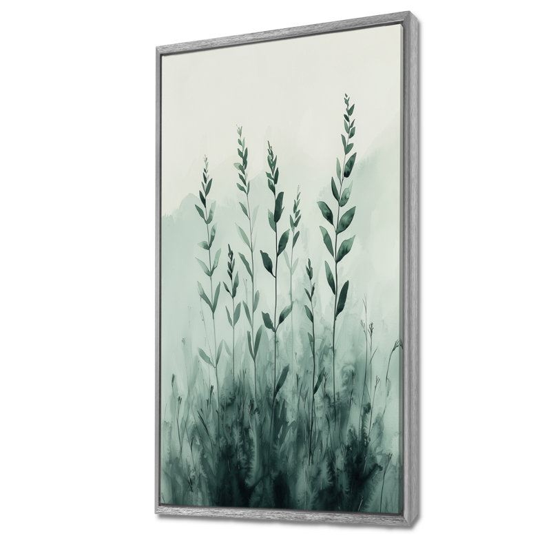 «Monicolher Herbs», art mural encadré, H 60 po x l 28 po, Argent argent, Impression encadrée flottante