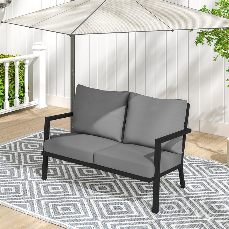 Causeuse d'extérieur en aluminium 1 pièce avec coussins gris Heim, Gris
