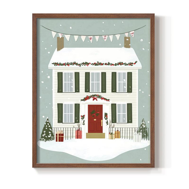 «Christmas Holiday», art encadré XXII, bois massif, H 15 po x l 12 po, Noyer