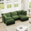 Canapé modulaire à assise profonde en U avec housse à glissière, canapé 3 places avec bordures françaises avec plusieurs grands coussins, canapé modulaire à assise profonde modulaire et confortable pour salon, appartement, chenille
