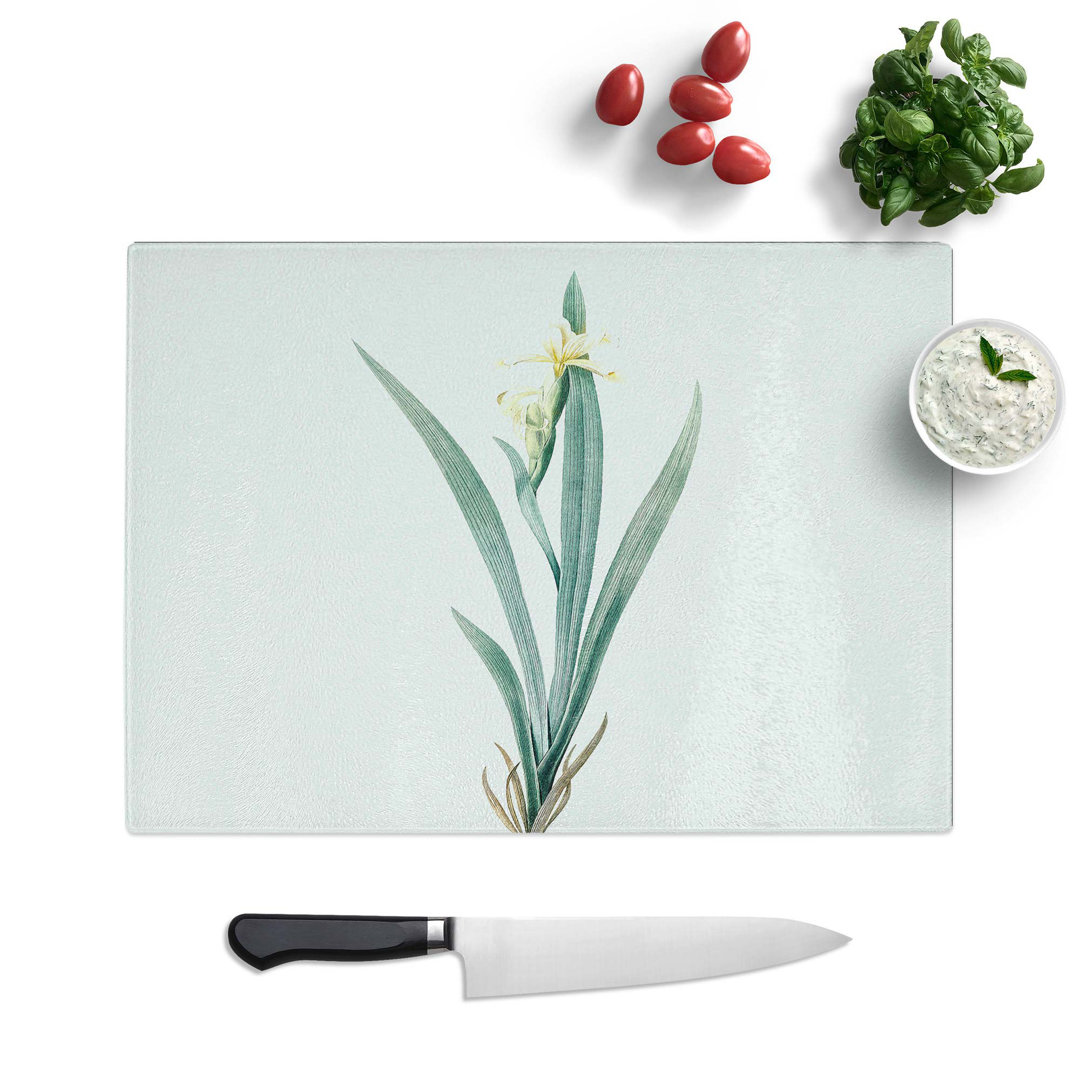 Tempered Glass Yellow-Banded Iris by Pierre-Joseph Redoute Chopping Board