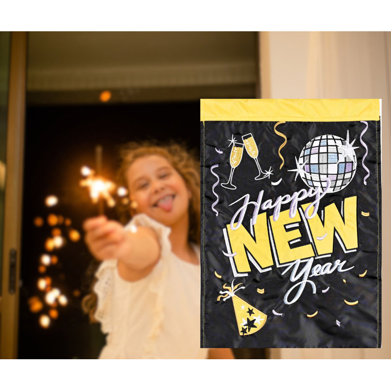 Boule disco Garden Flag Happy New Year
