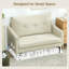 2 Seater Sofa, Upholstered Loveseat with Button Tufted, Cream-525953674