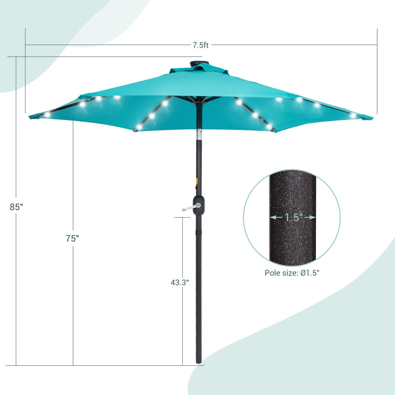 Parasol de marché lumineux 7,5 pi Asylbek, Bleu lac