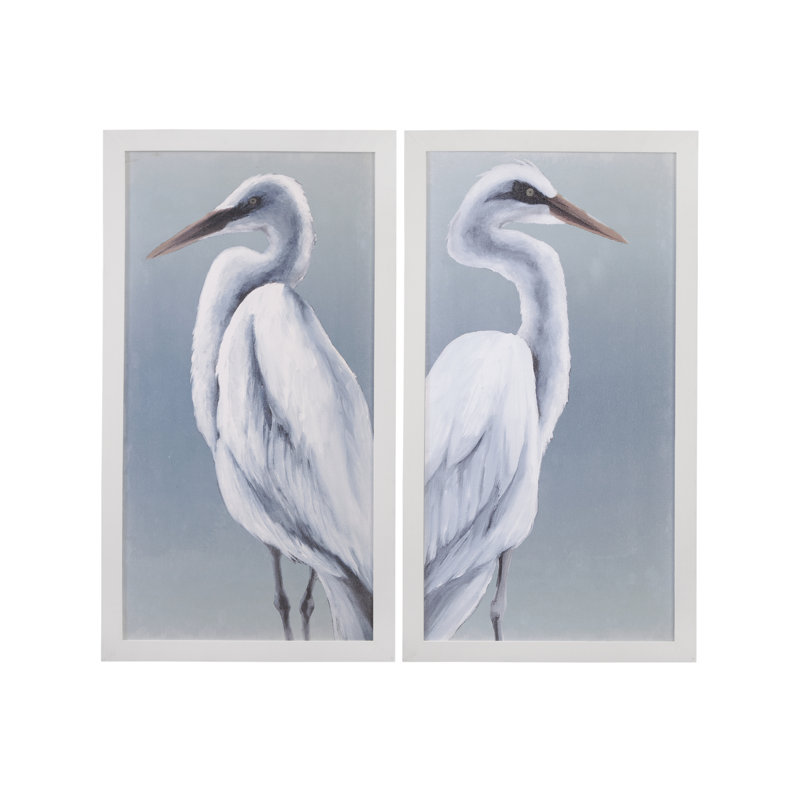 Herald in Mist Framed Prints Set of 2 – Textured Canvas Effect, White Frame