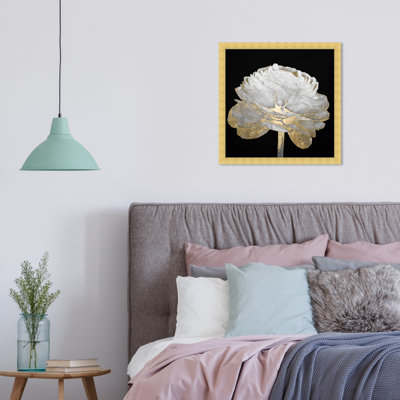 Or et lumière florale II - Peinture encadrée sur papier