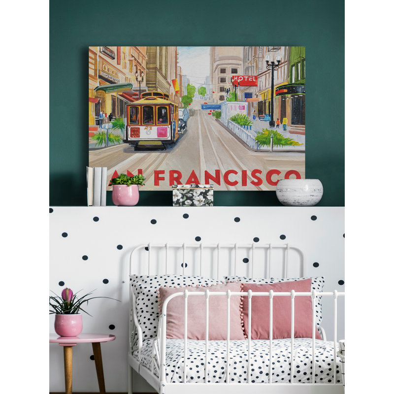 «Downtown San Francisco» par - peinture sur toile tendue, H 40 po x l 60 po x P 1,5 po