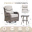 Ensemble de conversation d'extérieur 3 pièces avec chaises berçantes pivotantes en osier et table d'appoint Deb-1112917704-1112917711
