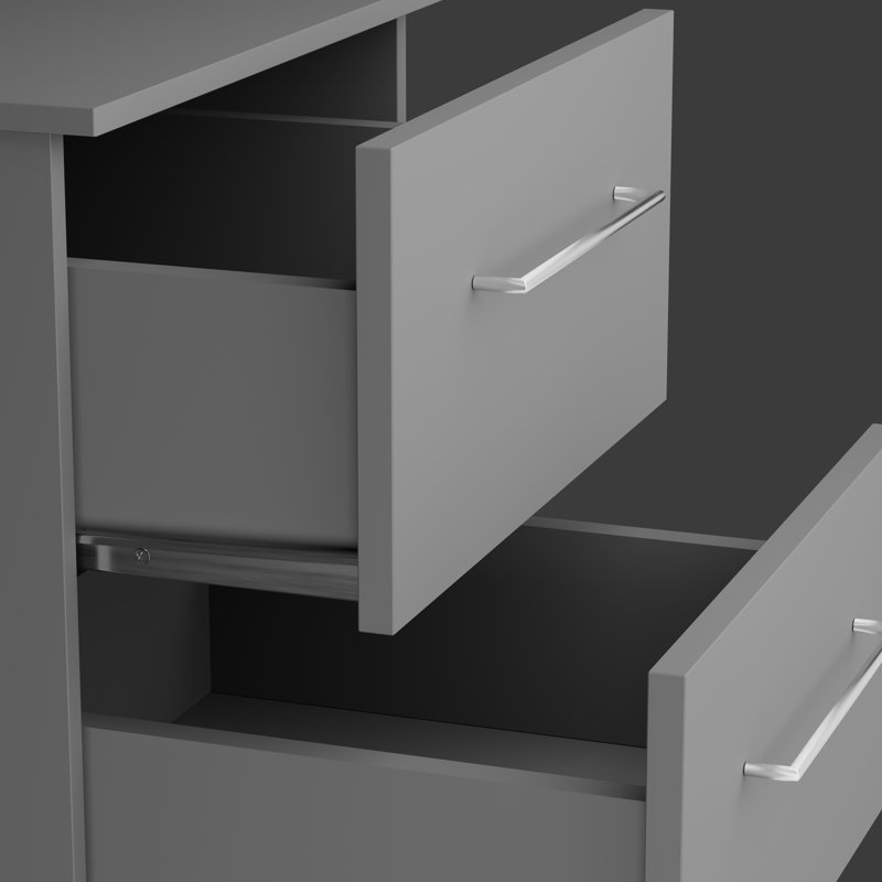 Keithrick Modern 2-Drawer Nightstand Set (2) - Bedside Tables - W15.7" Each, Gray