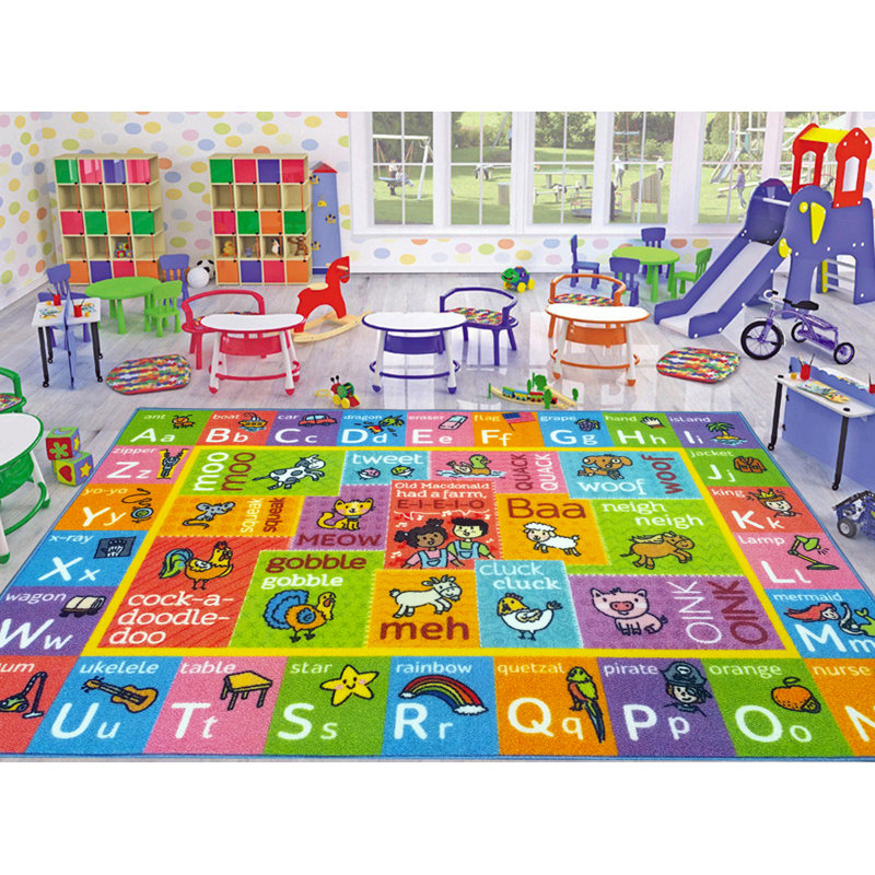 Tapis antidérapant avec motif d'alphabet et d'animaux pour l'apprentissage des enfants par le jeu pour la salle de classe ou la salle de jeux