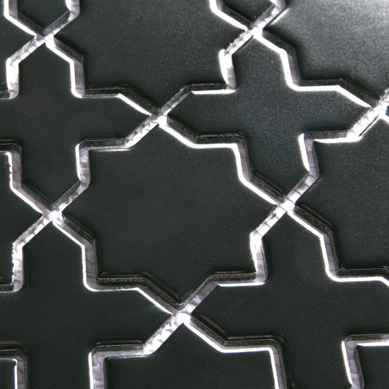 Carreau de mosaïque en porcelaine 11 "7/8" x 11-7 / 8 "Metro Star, Noir