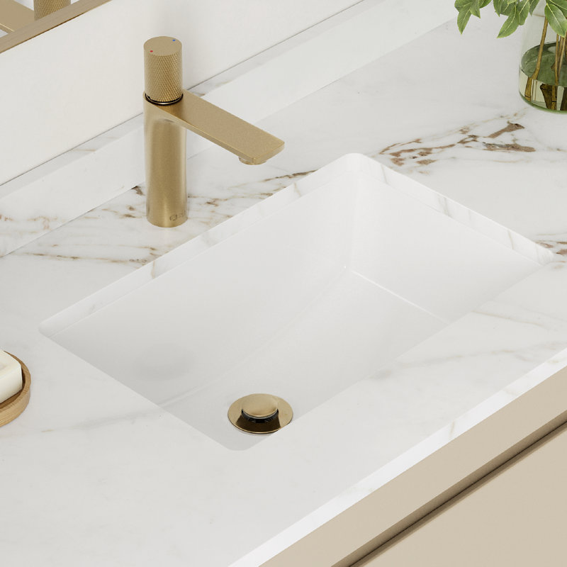 18 W x 12 D White Rectangular Undermount Bathroom Sink Set of 2