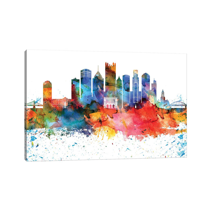 Pittsburgh Skyline - Wrapped Canvas Painting, 101.6 cm H x 66.04 cm W x 3.175 cm D