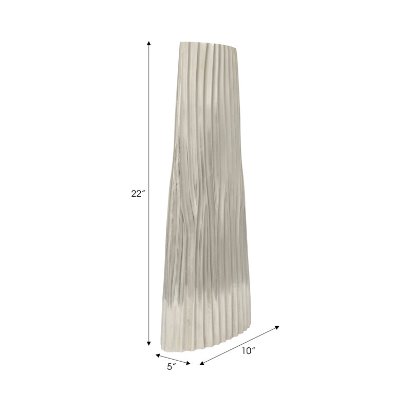 Elevarre Tall Ceramic Vase, Pleated Design, Earthy Tone Gradient, Ideal For Home Decor, Single Vase - Add Elegance To Any Space