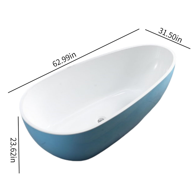 Baignoire moderne en acrylique bleu simple