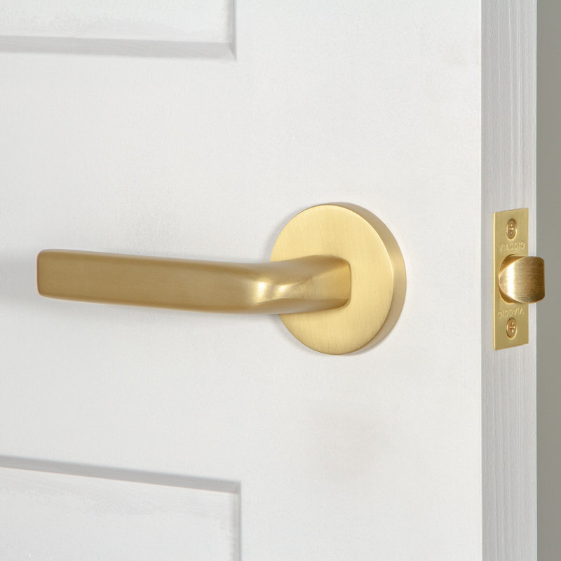 Viaggio Circolo Rosette Double Dummy, Satin Brass, Round, Modern Industrial Lever Handle