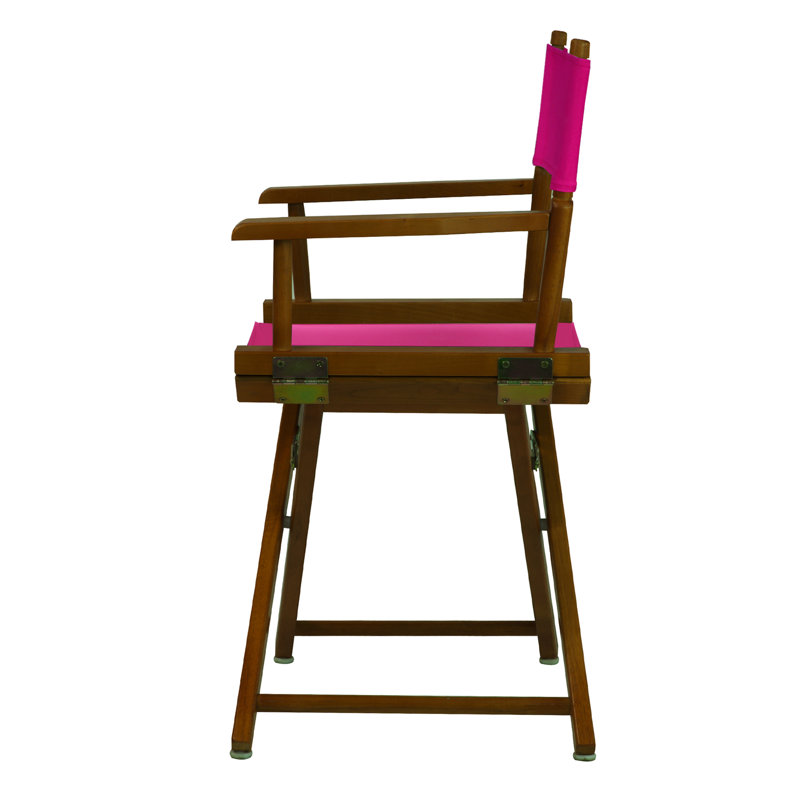 18" Folding Director Chair, Honey Oak, Magenta